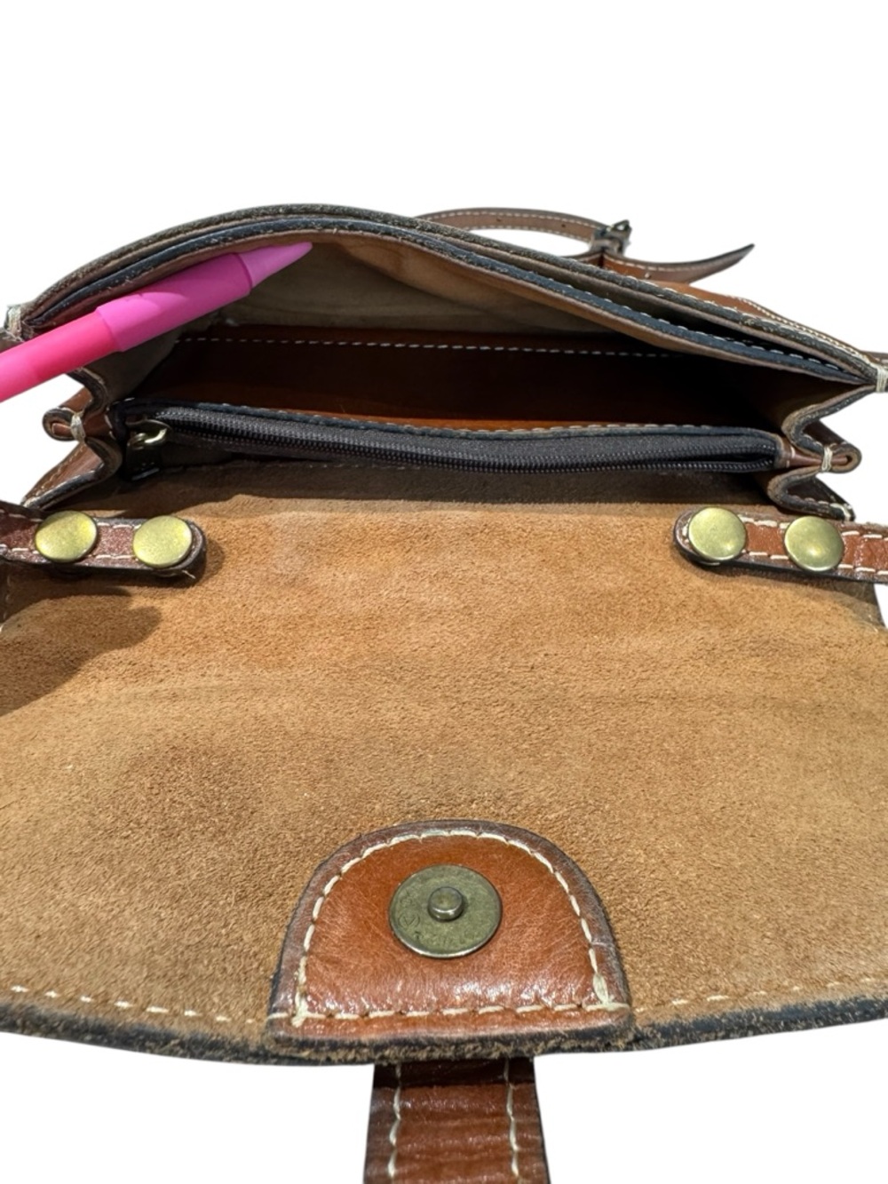 Patricia Nash Torri Tan Leather Mini Crossbody with Buckle - Picture 10 of 16